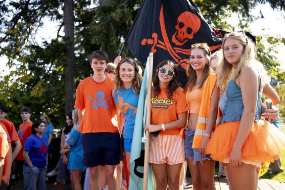 boarding school students in house colors